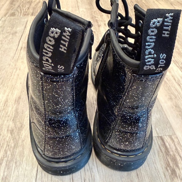 Dr. Martens Kids 1460 Black Glitter Combat Boots Side Zip Lace-Up US 3 - Picture 7 of 7